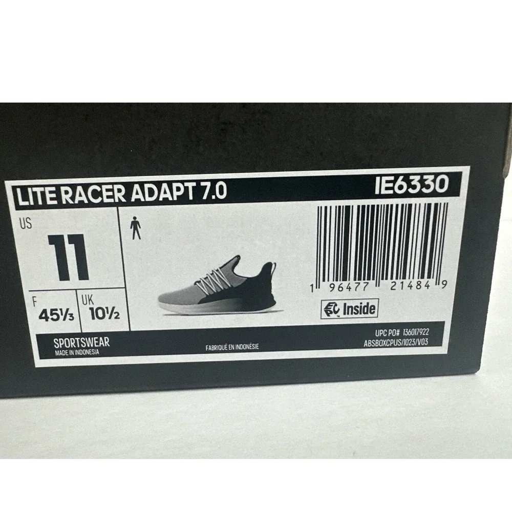 adidas Men's Lite Racer Adapt 7.0 Cloudfoam Running Shoes, IE6330 Size 11 New